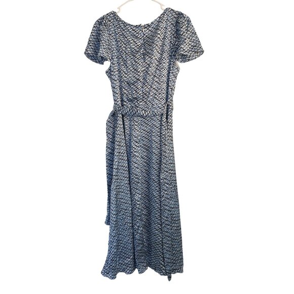 DKNY Womens Blue Wrap Dress Size 10 NWT Flutter Sleeve $129 8974 - Picture 7 of 15